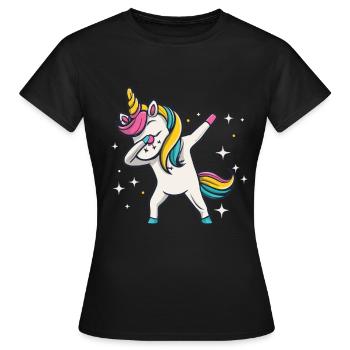 Dabbing Licorne Licorne Dab Dabbing Trend Dance - T-shirt Femme - noir - Devant - AI Model Female 172 dark (172cm)