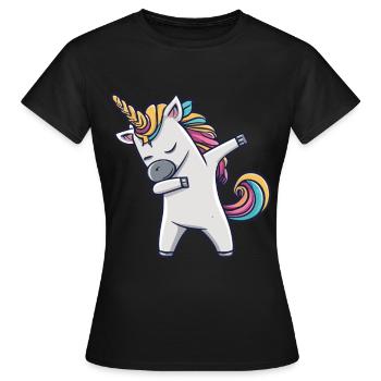 Dabbing Licorne Licorne Dab Dabbing Trend Dance - T-shirt Femme - noir - Devant - AI Model Female 172 dark (172cm)