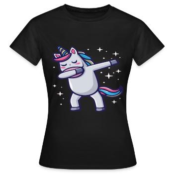 Dabbing Licorne Licorne Dab Dabbing Trend Dance - T-shirt Femme - noir - Devant - AI Model Female 172 dark (172cm)