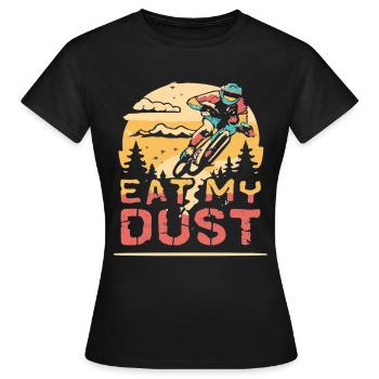VTT Descente Mange ma poussière - T-shirt Femme - noir - Devant - AI Model Female 172 dark (172cm)