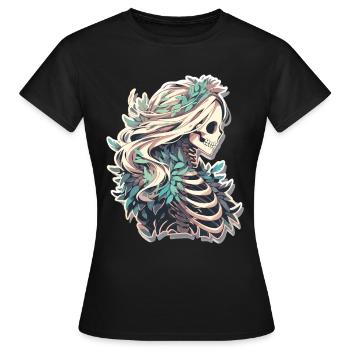 Crâne de squelette Crâne Crâne Crâne - T-shirt Femme - noir - Devant - AI Model Female 172 dark (172cm)