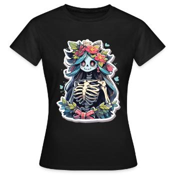 Crâne de squelette Crâne Crâne Crâne - T-shirt Femme - noir - Devant - AI Model Female 172 dark (172cm)