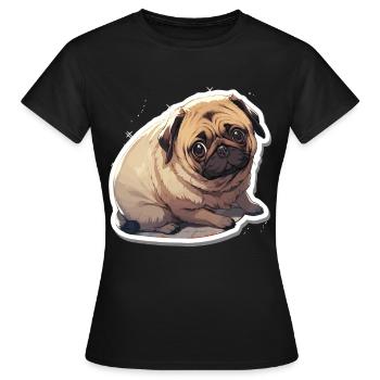 Carlin Carlin Chien Carlin Vivre Carlin Cadeaux - T-shirt Femme - noir - Devant - AI Model Female 172 dark (172cm)