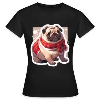 Carlin Carlin Chien Carlin Noël Carlin Noël - T-shirt Femme - noir - Devant - AI Model Female 172 dark (172cm)