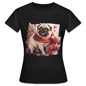 Carlin Carlin Chien Carlin Noël Carlin Noël - T-shirt Femme - noir - Devant - AI Model Female 172 dark (172cm)