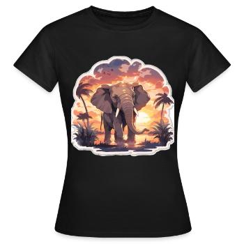 Éléphant Éléphant Pachyderme Animal Afrique Safari - T-shirt Femme - noir - Devant - AI Model Female 172 dark (172cm)