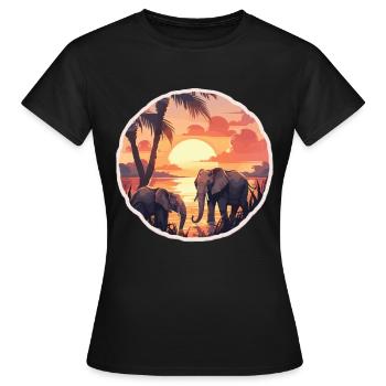 Éléphant, Éléphant, Pachyderme, Animal, Afrique, Safari - T-shirt Femme - noir - Devant - AI Model Female 172 dark (172cm)