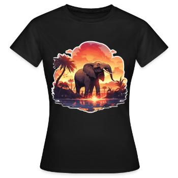 Éléphant, Éléphant, Pachyderme, Animal, Afrique, Safari - T-shirt Femme - noir - Devant - AI Model Female 172 dark (172cm)