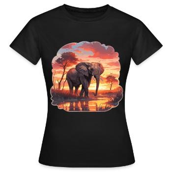 Éléphant, Éléphant, Pachyderme, Animal, Afrique, Safari - T-shirt Femme - noir - Devant - AI Model Female 172 dark (172cm)