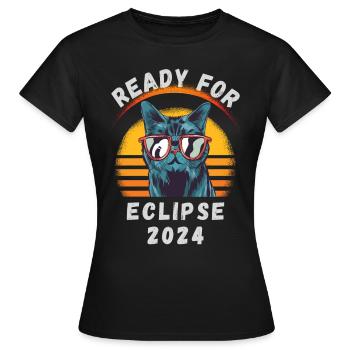 Prêt pour l’éclipse solaire de 2024 - T-shirt Femme - noir - Devant - AI Model Female 172 dark (172cm)