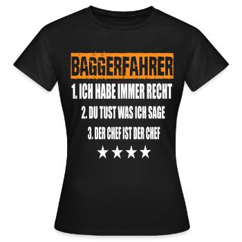 Opérateur d’excavatrice - T-shirt Femme - noir - Devant - AI Model Female 172 dark (172cm)