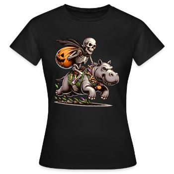 Manèges de skeleton à Nielpferd Halloween - T-shirt Femme - noir - Devant - AI Model Female 172 dark (172cm)