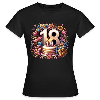 Cadeau de décoration de gâteau de 18e anniversaire - T-shirt Femme - noir - Devant - AI Model Female 172 dark (172cm)