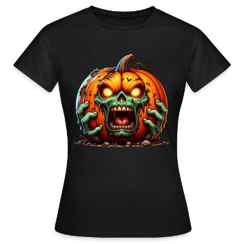 Halloween Kuerbis Zombie gruselig - Frauen T-Shirt - Schwarz - Vorne - AI Model Female 172 dark (172cm)