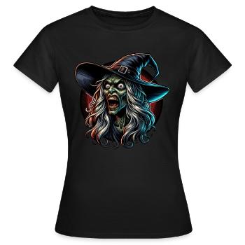 Hexe Halloween Hexe Grusel - Frauen T-Shirt - Schwarz - Vorne - AI Model Female 172 dark (172cm)