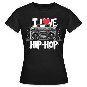J’aime le hip hop Hip hop Musique hip hop Boombox Rap - T-shirt Femme - noir - Devant - AI Model Female 172 dark (172cm)