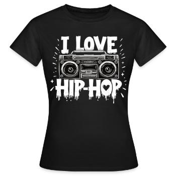 J’aime le hip hop Hip hop Musique hip hop Boombox Rap - T-shirt Femme - noir - Devant - AI Model Female 172 dark (172cm)