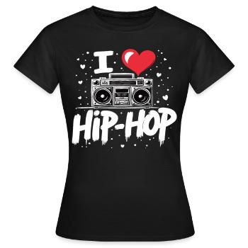 J’aime le hip hop Hip hop Musique hip hop Boombox Rap - T-shirt Femme - noir - Devant - AI Model Female 172 dark (172cm)