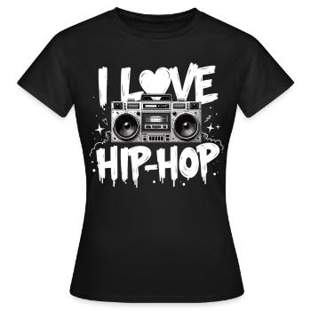 J’aime le hip hop Hip hop Musique hip hop Boombox Rap - T-shirt Femme - noir - Devant - AI Model Female 172 dark (172cm)