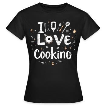 J’aime cuisiner Cuisiner Cuisiner Cuisiner - T-shirt Femme - noir - Devant - AI Model Female 172 dark (172cm)