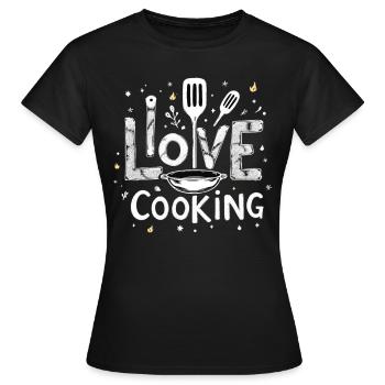 J’aime cuisiner Cuisiner Cuisiner Cuisiner - T-shirt Femme - noir - Devant - AI Model Female 172 dark (172cm)