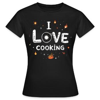 J’aime cuisiner Cuisiner Cuisiner Cuisiner - T-shirt Femme - noir - Devant - AI Model Female 172 dark (172cm)