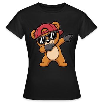 Dabbing Bär mit Cap – Cooles Kinder Motiv - Frauen T-Shirt - Schwarz - Vorne - AI Model Female 172 dark (172cm)