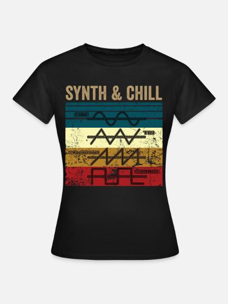 SYNTH & CHILL - Dame-T-shirt - sort