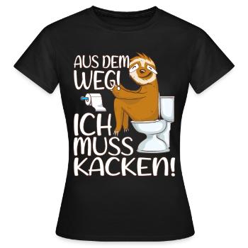 Faultier auf Klo - aus dem Weg ich muss kacken - Frauen T-Shirt - Schwarz - Vorne - AI Model Female 172 dark (172cm)