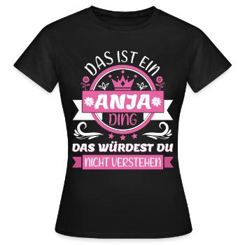 Anja Name Vorname Namenstag Namensgeschenk - Frauen T-Shirt - Schwarz - Vorne - AI Model Female 172 dark (172cm)