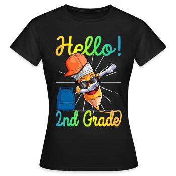 2ème année primaire primaire crayon - T-shirt Femme - noir - Devant - AI Model Female 172 dark (172cm)