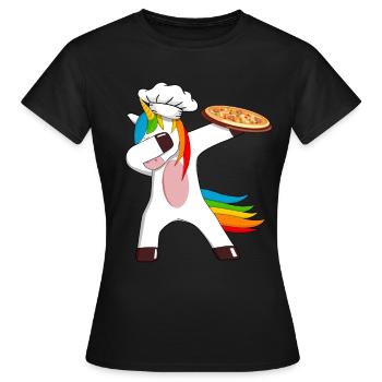 Pizza pizza pizzeria Pizza Einhorn Avec pizza - T-shirt Femme - noir - Devant - AI Model Female 172 dark (172cm)