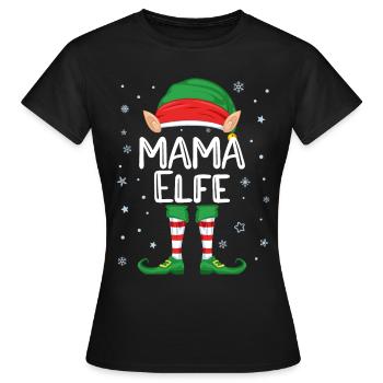 Mama Elfe Kostüm Weihnachten Kostüm Familie Elfen - Frauen T-Shirt - Schwarz - Vorne - AI Model Female 172 dark (172cm)