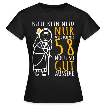 58. Geburtstag Frau 58er Ich bin 58 Jahre alt Dame - Frauen T-Shirt - Schwarz - Vorne - AI Model Female 172 dark (172cm)