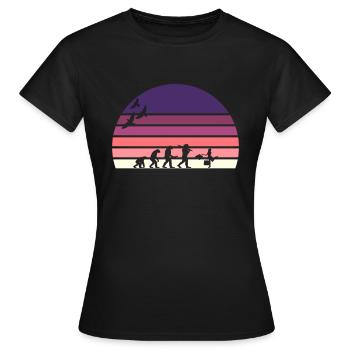 Retro Vintage Sunset Evolution EINKAUFEN - Frauen T-Shirt - Schwarz - Vorne - AI Model Female 172 dark (172cm)