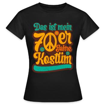 70er Jahre Party Mottoparty Outfit Kostüm 1970er - Frauen T-Shirt - Schwarz - Vorne - AI Model Female 172 dark (172cm)