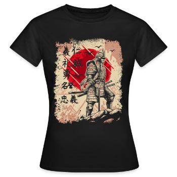 Samurai Japanischer Krieger Schwertkämpfer Kanji - Frauen T-Shirt - Schwarz - Vorne - AI Model Female 172 dark (172cm)