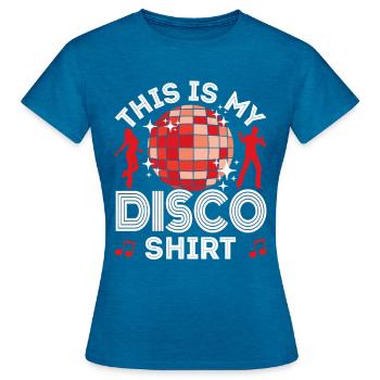 Disco 70er 80er Jahre Disko Party Outfit Discothek - Frauen T-Shirt - Antikblaues Saphir meliert - Vorne - AI Model Female 172 dark (172cm)