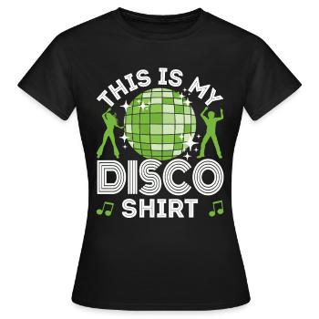 Disco 70er 80er Jahre Disko Party Outfit Discothek - Frauen T-Shirt - Schwarz - Vorne - AI Model Female 172 dark (172cm)