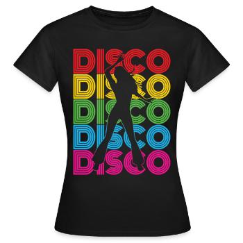 Disco 70er 80er Jahre Disko Party Outfit Discothek - Frauen T-Shirt - Schwarz - Vorne - AI Model Female 172 dark (172cm)