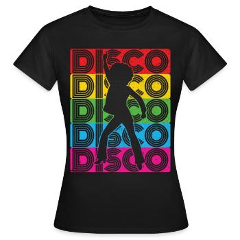Disco 70er 80er Jahre Disko Party Outfit Discothek - Frauen T-Shirt - Schwarz - Vorne - AI Model Female 172 dark (172cm)
