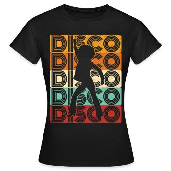 70er Jahre Disco 80er Disko Party Outfit Discothek - Frauen T-Shirt - Schwarz - Vorne - AI Model Female 172 dark (172cm)