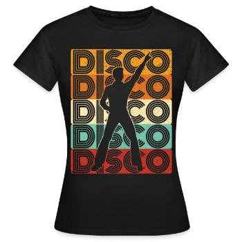 70er Jahre Disco 80er Disko Party Outfit Discothek - Frauen T-Shirt - Schwarz - Vorne - AI Model Female 172 dark (172cm)