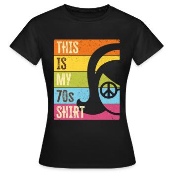 70s 1970s Seventies Party Outfit Costume - Women's T-Shirt - black - Front - AI Model Female 172 dark (172cm)