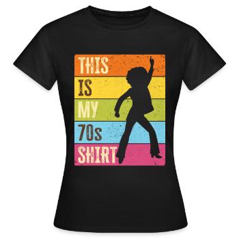 70s 1970s Seventies Party Outfit Costume - Women's T-Shirt - black - Front - AI Model Female 172 dark (172cm)