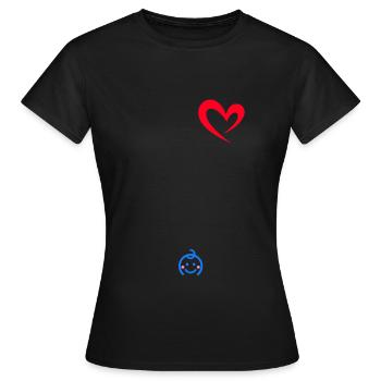 Schwanger Junge - Verbundene Herzen - Babybauch - Frauen T-Shirt - Schwarz - Vorne - AI Model Female 172 dark (172cm)