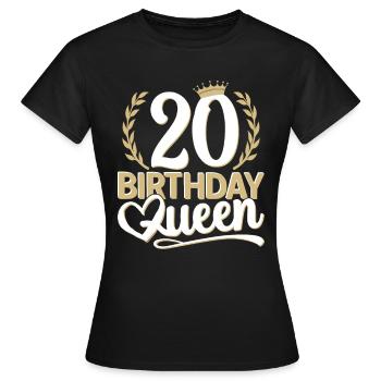 20th birthday woman 20 years old 20th 20s Queen - Women's T-Shirt - black - Front - AI Model Female 172 dark (172cm)