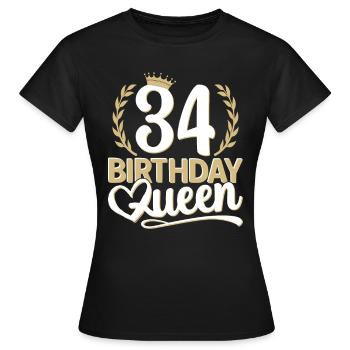 34th birthday woman 34 years old 34th 34er Queen - Women's T-Shirt - black - Front - AI Model Female 172 dark (172cm)