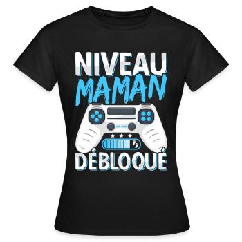 Annonce Grossesse Future Maman Niveau Mère - T-shirt Femme - noir - Devant - AI Model Female 172 dark (172cm)