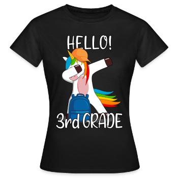 3rd grade third grader elementary school Einhorn - Women's T-Shirt - black - Front - AI Model Female 172 dark (172cm)